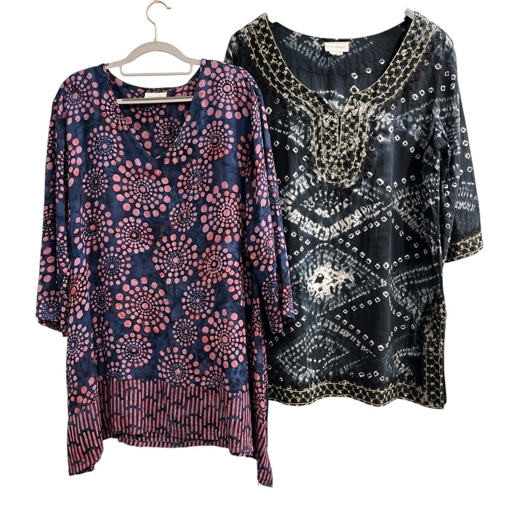 Soft Surroundings Top Tunic Mini Dress Lot Size M‎ Boho Vacation Relaxed Comfort